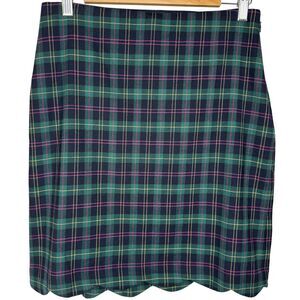 Talbots Petite Blue with green pink & yellow plaid pencil skirt Size 4P
